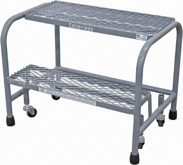 Cotterman - 20" 2 Step Rolling Warehouse Ladder - Rolling Safety Ladder, 450 Lb Capacity, 20" Platform Height, 26" Base Width x 19" Base Depth, Expanded Metal Tread - A1 Tooling