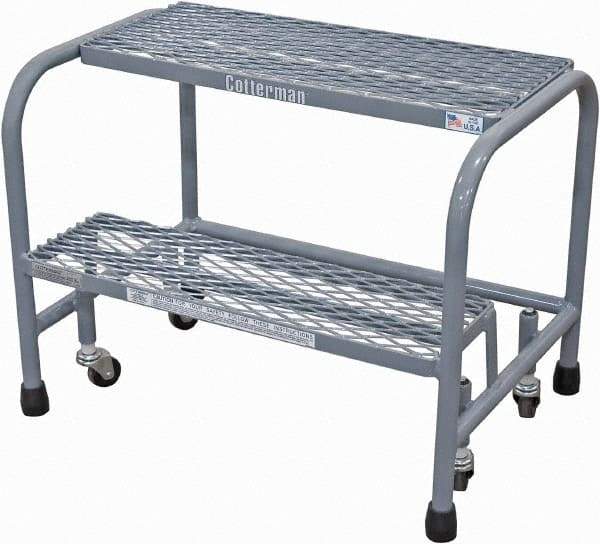 Cotterman - 20" 2 Step Rolling Warehouse Ladder - Rolling Safety Ladder, 450 Lb Capacity, 20" Platform Height, 18" Base Width x 19" Base Depth, Expanded Metal Tread - A1 Tooling