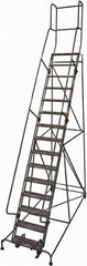 Cotterman - 192" 15 Step Rolling Warehouse Ladder - Rolling Safety Ladder, 450 Lb Capacity, 150" Platform Height, 42" Base Width x 108" Base Depth, Expanded Metal Tread - A1 Tooling