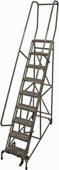 Cotterman - 120" 9 Step Rolling Warehouse Ladder - Rolling Safety Ladder, 450 Lb Capacity, 90" Platform Height, 24" Base Width x 77" Base Depth, Perforated Tread - A1 Tooling