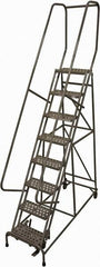 Cotterman - 110" 8 Step Rolling Warehouse Ladder - Rolling Safety Ladder, 450 Lb Capacity, 80" Platform Height, 24" Base Width x 71" Base Depth, Perforated Tread - A1 Tooling