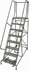 Cotterman - 110" 8 Step Rolling Warehouse Ladder - Rolling Safety Ladder, 450 Lb Capacity, 80" Platform Height, 32" Base Width x 71" Base Depth, Serrated Steel - A1 Tooling