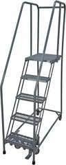 Cotterman - 80" 5 Step Rolling Warehouse Ladder - Rolling Safety Ladder, 450 Lb Capacity, 50" Platform Height, 30" Base Width x 50" Base Depth, Expanded Metal Tread - A1 Tooling