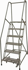 Cotterman - 90" 6 Step Rolling Warehouse Ladder - Rolling Safety Ladder, 450 Lb Capacity, 60" Platform Height, 24" Base Width x 46" Base Depth, Expanded Metal Tread - A1 Tooling