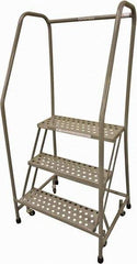 Cotterman - 60" 3 Step Rolling Warehouse Ladder - Rolling Safety Ladder, 450 Lb Capacity, 30" Platform Height, 20" Base Width x 36" Base Depth, Perforated Tread - A1 Tooling