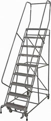 Cotterman - 120" 9 Step Rolling Warehouse Ladder - Rolling Safety Ladder, 450 Lb Capacity, 90" Platform Height, 24" Base Width x 67" Base Depth, Serrated Steel - A1 Tooling