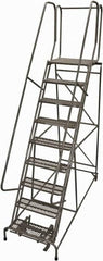 Cotterman - 120" 9 Step Rolling Warehouse Ladder - Rolling Safety Ladder, 450 Lb Capacity, 90" Platform Height, 32" Base Width x 77" Base Depth, Expanded Metal Tread - A1 Tooling