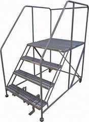 Cotterman - 70" 4 Step Rolling Work Platform - Rolling Work Platform, 800 Lb Capacity, 40" Platform Height, 40" Base Width x 74" Base Depth, Serrated Steel - A1 Tooling