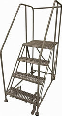 Cotterman - 70" 4 Step Rolling Work Platform - Rolling Work Platform, 800 Lb Capacity, 40" Platform Height, 28" Base Width x 62" Base Depth, Serrated Steel - A1 Tooling