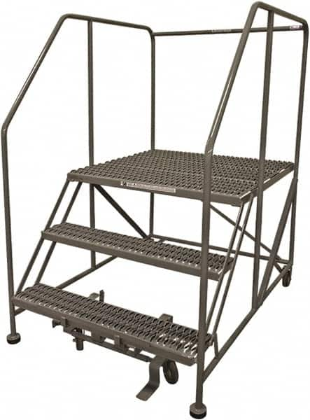 Cotterman - 60" 3 Step Rolling Work Platform - Rolling Work Platform, 800 Lb Capacity, 30" Platform Height, 40" Base Width x 65" Base Depth, Serrated Steel - A1 Tooling