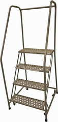 Cotterman - 70" 4 Step Rolling Warehouse Ladder - Rolling Safety Ladder, 450 Lb Capacity, 40" Platform Height, 30" Base Width x 33" Base Depth, Perforated Tread - A1 Tooling