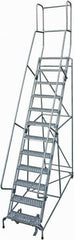 Cotterman - 162" 12 Step Rolling Warehouse Ladder - Rolling Safety Ladder, 450 Lb Capacity, 120" Platform Height, 32" Base Width x 88" Base Depth, Serrated Steel - A1 Tooling