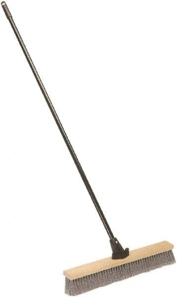 Ability One - 24" Medium Duty Polypropylene Push Broom - Wood Block, Bolt-On Handle Connection - A1 Tooling