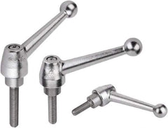 KIPP - 1/2-13, Steel Threaded Stud Adjustable Clamping Handle - 1.1811" Thread Length, Silver Handle with Threaded Stud - A1 Tooling