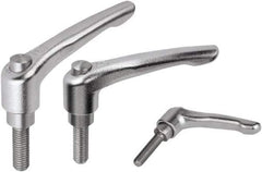 KIPP - M6, Stainless Steel Threaded Stud Adjustable Clamping Handle - 74.5mm OAL, 45.5mm High - A1 Tooling