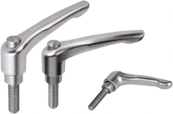 KIPP - 3/8-16, Stainless Steel Threaded Stud Adjustable Clamping Handle - 74.5mm OAL, 45.5mm High - A1 Tooling