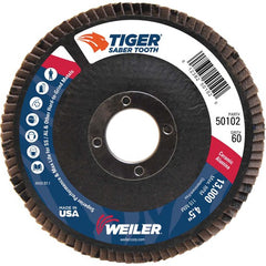 ‎4-1/2″ Saber Tooth Ceramic Abrasive Flap Disc, Angled, Phenolic Backing, 60C, 7/8″ Arbor Hole - A1 Tooling