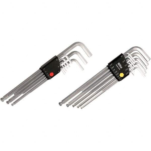 Wiha - 22 Piece, L-Key Long Arm Ball End Hex Key Set - 1.5 to 10mm Range, Chrome Vanadium Molybdenum - A1 Tooling