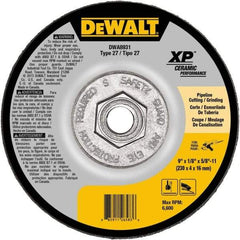 DeWALT - 24 Grit, 9" Wheel Diam, Type 27 Depressed Center Wheel - Coarse/Medium Grade, Ceramic, N Hardness, 6,600 Max RPM - A1 Tooling