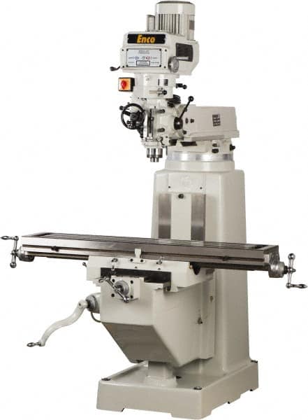 Enco - 10" Table Width x 54" Table Length, Variable Speed Pulley Control, 3 Phase Knee Milling Machine - R8 Spindle Taper, 3 hp - A1 Tooling