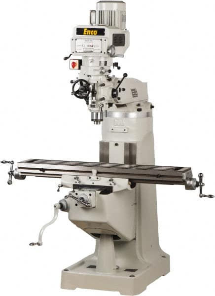 Enco - 9" Table Width x 49" Table Length, Variable Speed Pulley Control, 3 Phase Knee Milling Machine - R8 Spindle Taper, 3 hp - A1 Tooling