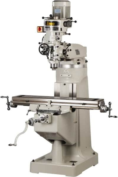 Enco - 9" Table Width x 42" Table Length, Step Pulley Control, 3 Phase Knee Milling Machine - R8 Spindle Taper, 3 hp - A1 Tooling