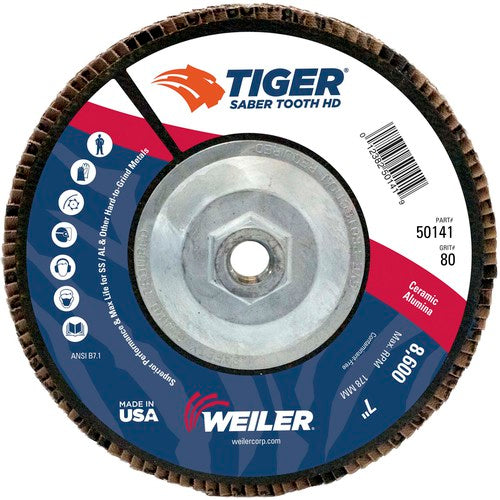 7″ Saber Tooth High Density Ceramic Abrasive, 80C, 5/8″-11 UNC Nut - A1 Tooling