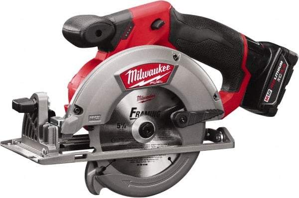 Milwaukee Tool - 12 Volt, 5-3/8" Blade, Cordless Circular Saw - 3,600 RPM, 1 Lithium-Ion Battery Included - A1 Tooling