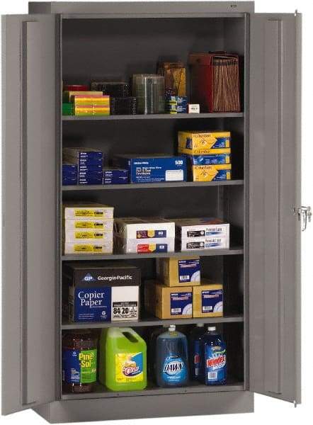 Tennsco - 5 Shelf Locking Storage Cabinet - Steel, 36" Wide x 18" Deep x 72" High, Medium Gray - A1 Tooling