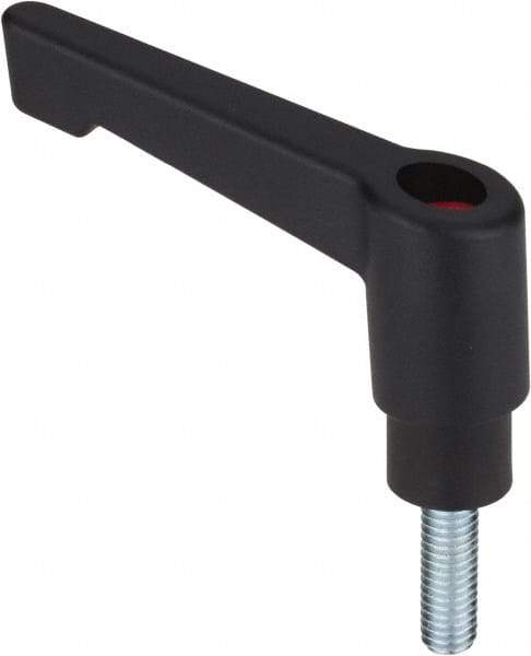 Morton Machine Works - 1/4-20, 0.47" Hub Diam, Glass Fiber Reinforced Plastic Stud Type Adjustable Clamping Handle - 0.59" Stud Length, 1.65" OAL, 1.97" High - A1 Tooling