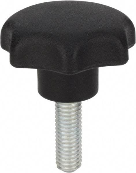 Morton Machine Works - 0.98" Head Diam, 7 Point Scalloped Knob - 1/4-20 Stem, Thermoplastic, Black - A1 Tooling