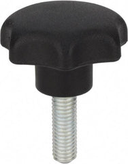 Morton Machine Works - 0.98" Head Diam, 7 Point Scalloped Knob - 1/4-20 Stem, Thermoplastic, Black - A1 Tooling