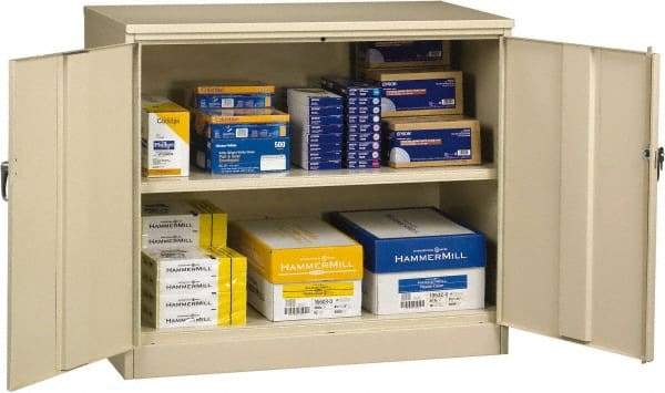 Tennsco - 2 Shelf Locking Storage Cabinet - Steel, 48" Wide x 18" Deep x 42" High, Champagne/Putty - A1 Tooling