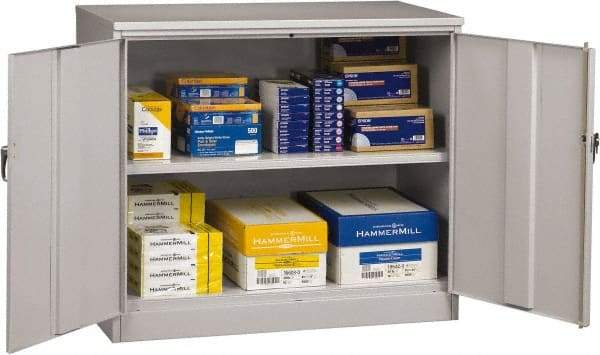 Tennsco - 2 Shelf Locking Storage Cabinet - Steel, 48" Wide x 18" Deep x 42" High, Light Gray - A1 Tooling