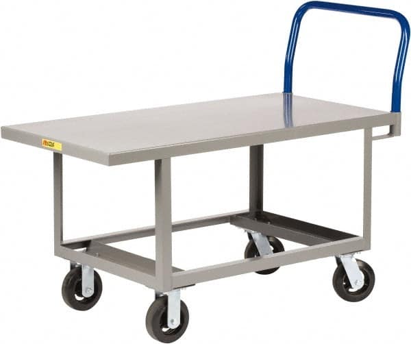 Little Giant - 2,000 Lb Capacity Steel 6-Wheeled Platform Truck - Steel Deck, 30" OAW, 48" Platform Length, Mold On Rubber Casters - A1 Tooling