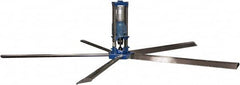 Patterson Fan - 5 Blades, 24' Blade Length, 400,867 CFM High Performance Industrial Ceiling Fan - 48 RPM, 230V, 6.2 Amps, Blue & Silver - A1 Tooling