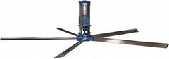 Patterson Fan - 5 Blades, 24' Blade Length, 400,867 CFM High Performance Industrial Ceiling Fan - 48 RPM, 220V, Blue & Silver - A1 Tooling