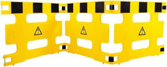 Made in USA - 36" High Folding Barricade - Plastic, Black & Yellow - A1 Tooling