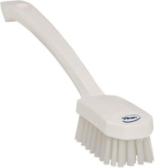 Vikan - 0.8" Bristle Length, Polyester Food Service Brush - 3" Long x 1.6" Wide Head, 10.2" OAL, Ergonomic Handle, White, Polypropylene Block - A1 Tooling