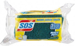 SOS - 4-1/2" Long x 2-1/2" Wide x 0.9" Thick Scouring Sponge - Heavy-Duty, Yellow/Green - A1 Tooling