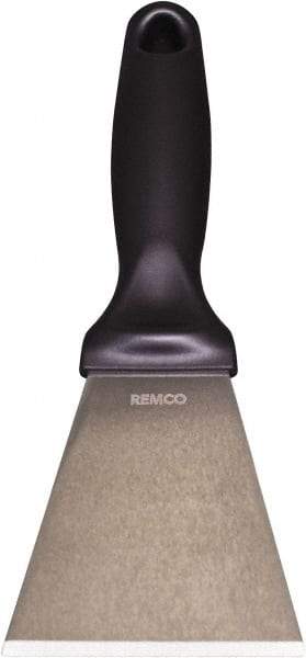 Remco - Stiff Stainless Steel Beveled Scraper - 3" Blade Width x 3-1/2" Blade Length, 5-13/32" Long Ergonomic Polypropylene Handle - A1 Tooling