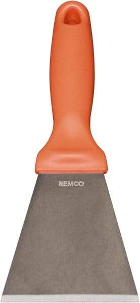 Remco - Stiff Stainless Steel Beveled Scraper - 3" Blade Width x 3-1/2" Blade Length, 5-13/32" Long Ergonomic Polypropylene Handle - A1 Tooling