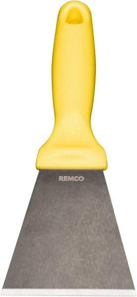 Remco - Stiff Stainless Steel Beveled Scraper - 3" Blade Width x 3-1/2" Blade Length, 5-13/32" Long Ergonomic Polypropylene Handle - A1 Tooling