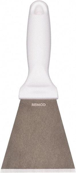 Remco - Stiff Stainless Steel Beveled Scraper - 3" Blade Width x 3-1/2" Blade Length, 5-13/32" Long Ergonomic Polypropylene Handle - A1 Tooling