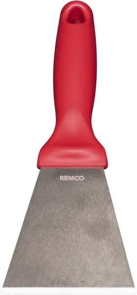 Remco - Stiff Stainless Steel Beveled Scraper - 3" Blade Width x 3-1/2" Blade Length, 5-13/32" Long Ergonomic Polypropylene Handle - A1 Tooling