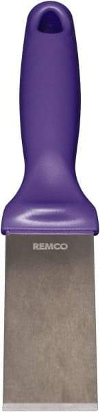 Remco - Stiff Stainless Steel Beveled Scraper - 1-1/2" Blade Width x 3-1/2" Blade Length, 5-13/32" Long Ergonomic Polypropylene Handle - A1 Tooling