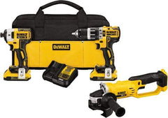 DeWALT - 20 Volt Cordless Tool Combination Kit - Includes Brushless Compact Hammer Drill, Impact Driver, Angle Grinder & Cut-Off Tool, Lithium-Ion Battery Included - A1 Tooling