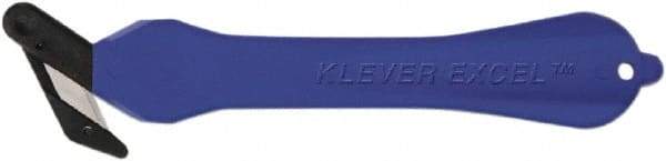 Klever Innovations - Fixed Safety Cutter - 1-1/4" Carbon Steel Blade, Blue Plastic Handle, 1 Blade Included - A1 Tooling