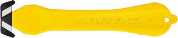 Klever Innovations - Fixed Safety Cutter - 1-1/4" Carbon Steel Blade, Yellow Plastic Handle, 1 Blade Included - A1 Tooling