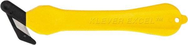 Klever Innovations - Fixed Safety Cutter - 1-1/4" Carbon Steel Blade, Yellow Plastic Handle, 1 Blade Included - A1 Tooling